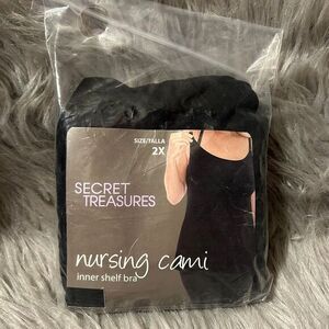 Secret Treasures Nursing Cami Womens Size 2X Black Tank Top Inner Shelf Bra‎